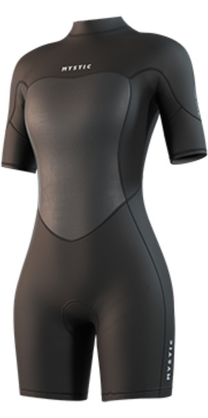 2026 Mystic Womens Brand 3/2mm Back Zip Flatlock Shorty Wetsuit 35000.250064 - Black